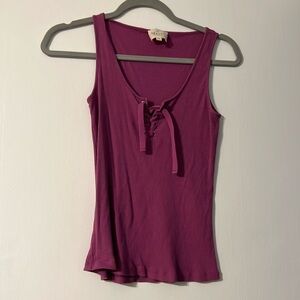 Sezane purple lace up tank